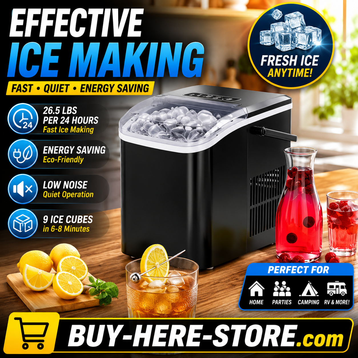 A-1(m) BUY-HERE™ Portable Countertop Ice Maker Portable Countertop Ice Maker - Image 2