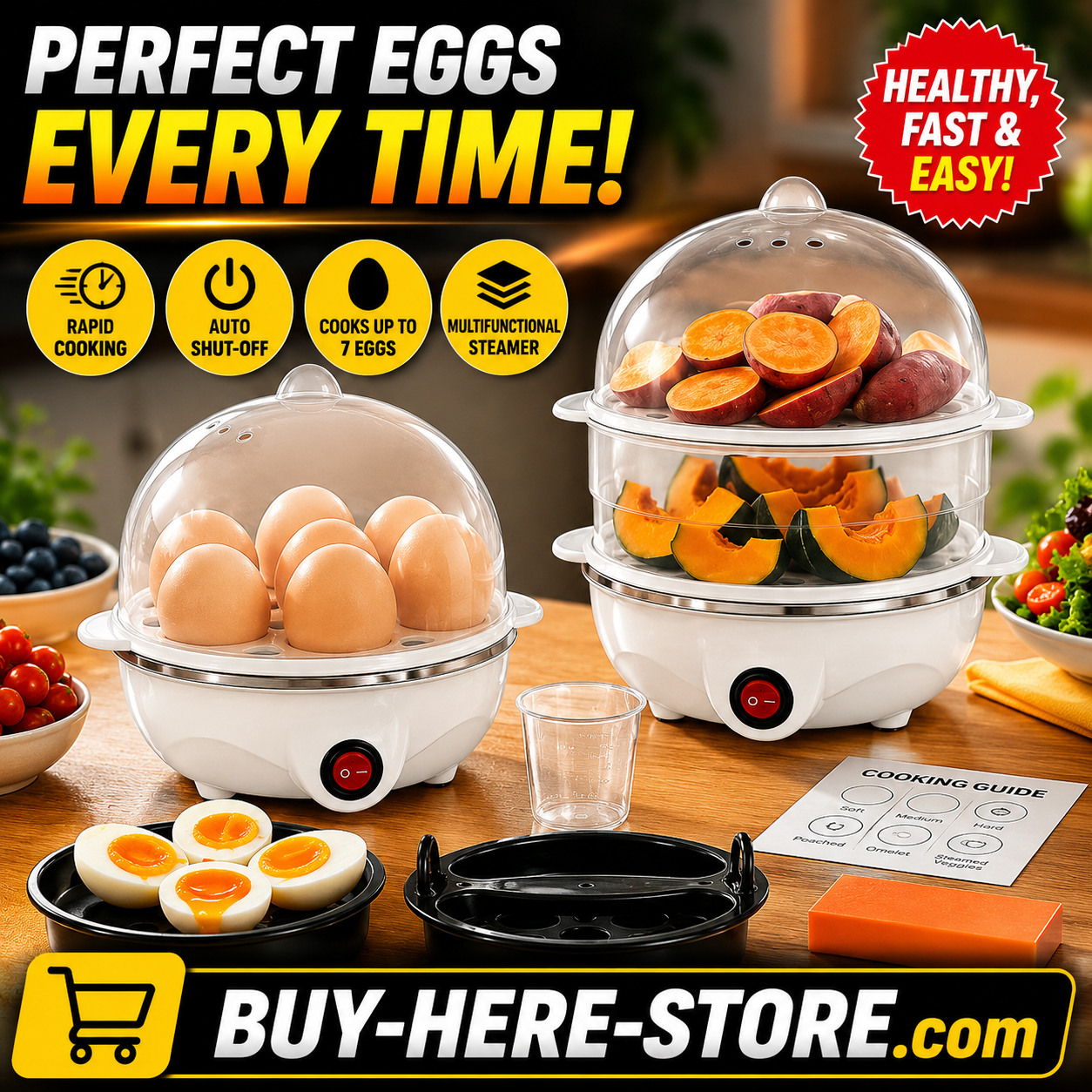 A-1(n) Buy-Here™ Electric Egg Cooker & Food Steamer