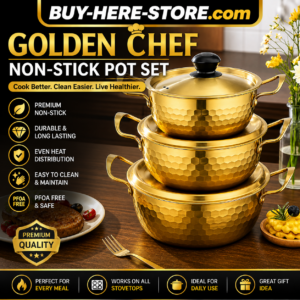 A-1(l) BUY-HERE™ Non-Stick Gold Cookware Set