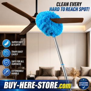 B-1(g) Extendable Microfiber Ceiling Fan Duster – Reusable Dust Lock Cleaning Set