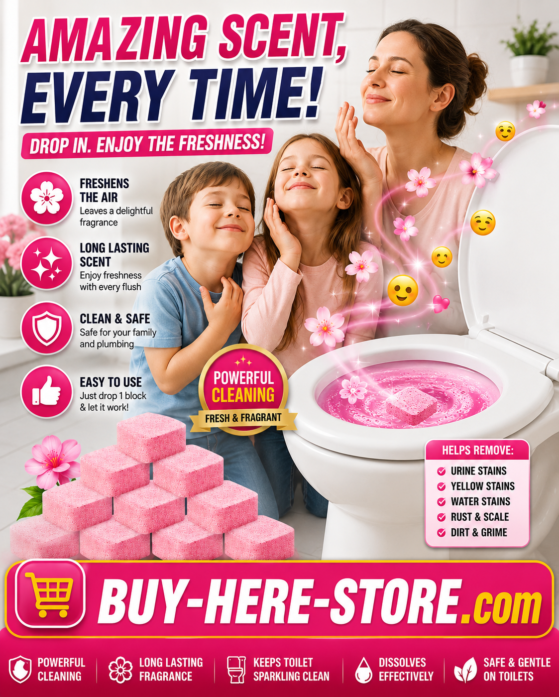 B-1(h) 10PCS Toilet Cleaning Effervescent Tablets – Powerful Deodorizing Toilet Cleaner