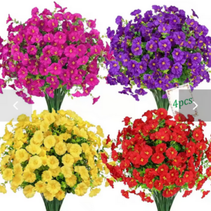A-1(a) EverBloom™ UV Resistant Artificial Morning Glory Flowers – 4PCS Set