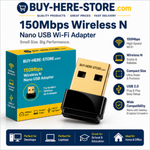 a-1(b) BUY-HERE-STORE™ Nano Wireless USB Wi-Fi Adapter – High-Speed Internet Connectivity for Desktop & Laptop Computers